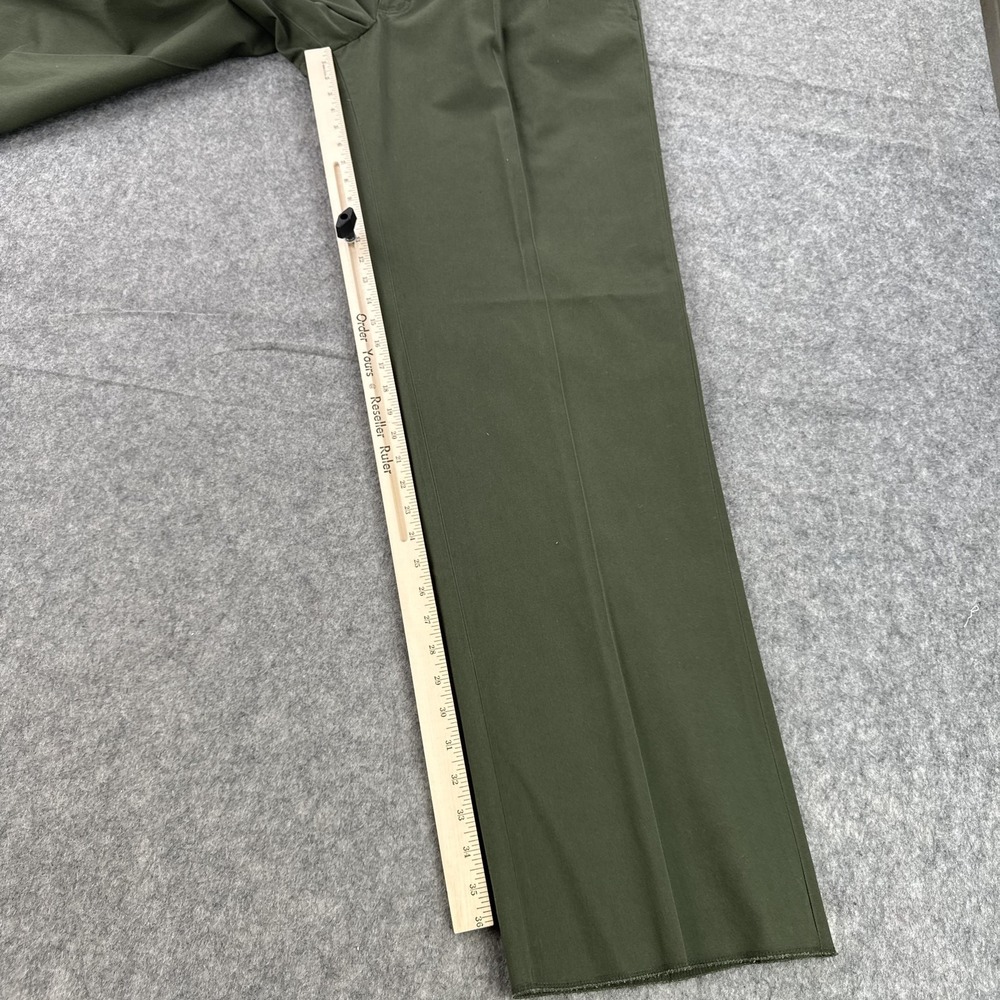 LL Bean Chino Pants Mens 42 Loden Army Green Pleated Standard Fit Unhemmed - Picture 13 of 15